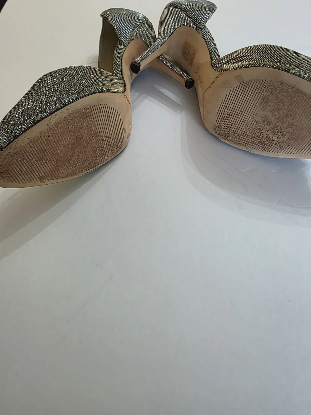 J.Renee Silver Glitter Peep-Toe Heels with Bow Accent - Picture 3 of 4